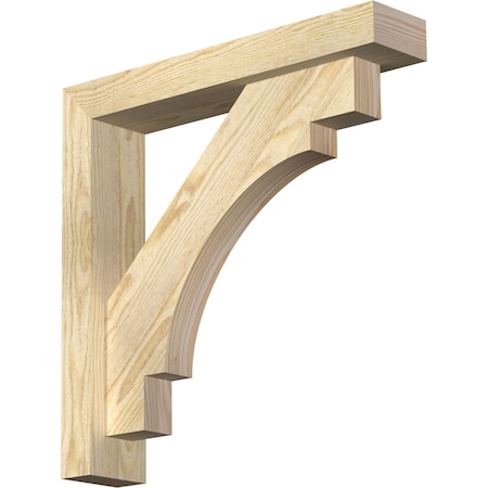 Ekena Millwork Merced Block Rough Sawn Bracket w/ Offset Brace, Douglas Fir, 4"W x 20"D x 20"H BKT0402X20X20MRC05RDF
